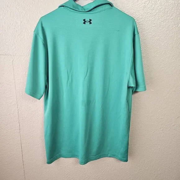 Under Armour Men’s XL Green Performance Polo Shirt Loose Fit HeatGear Golf U760 - Picture 4 of 10